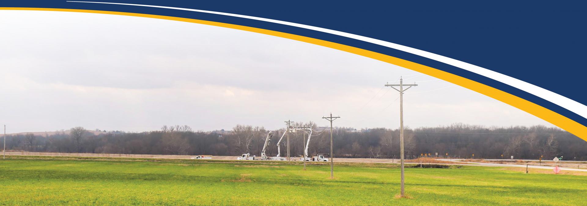 Scenic photo of a power line being built.