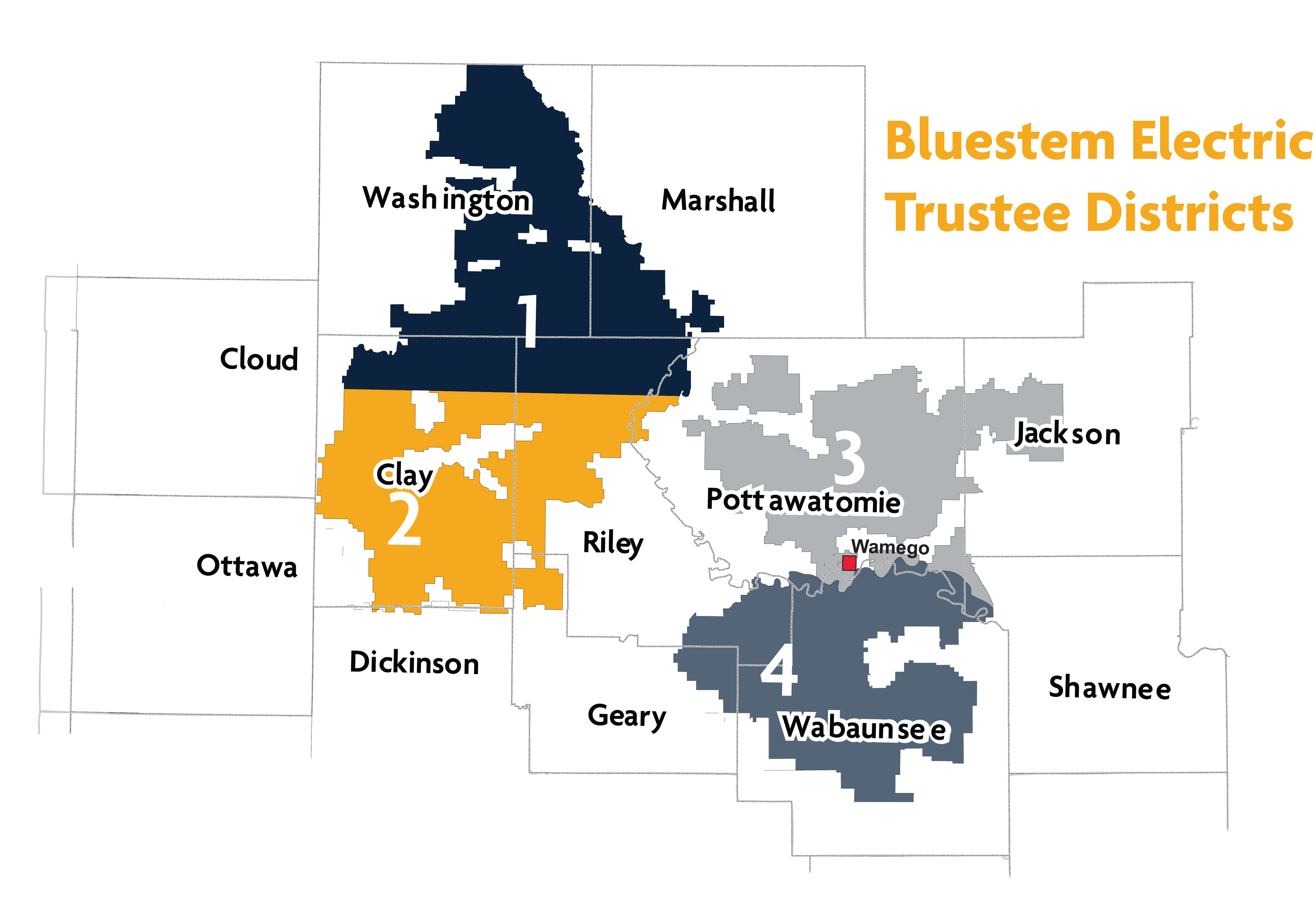 Bluestem Electric Cooperative Trustee Districts Map